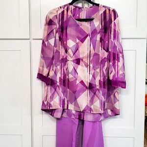 ALFANI Lilac/purple pants and top set sz 10 woman's